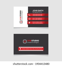 Vector modern creative simple and clean business card design, horizontal business card, red abstract unique luxury and professional name card design, print ready corporate and brand identity design.