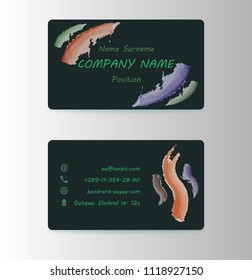 Vector modern creative and trending business card design template. for art gallery visit card with blots