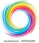 Vector modern creative wonderful eddy futuristic festival happy aqua backdrop of vivid multi colored glossy curled striped spraying ripple sphere. Closeup view with space for text in middle of funnel