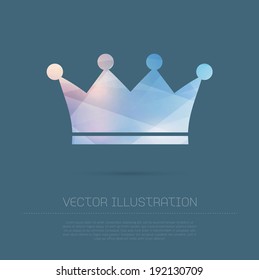 Vector modern crown icon with colorful trendy polygonal texture