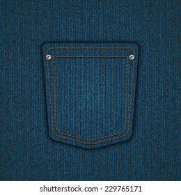 Vector modern denim pocket. Jeans background. Eps10