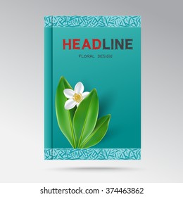 Vector modern design a book cover with flowering jasmine