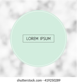 Vector modern design card THANK YOU with marble texture. Mint round background. Place for text