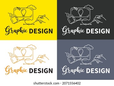 Vector modern design concept logo template for graphic designer or artist or web studio or freelancer. Stylish design element sign. Design for print, emblem, t-shirt, sticker, logotype.