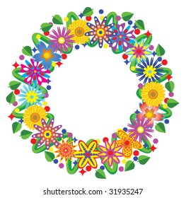 vector modern design of floral background in form of a wreath