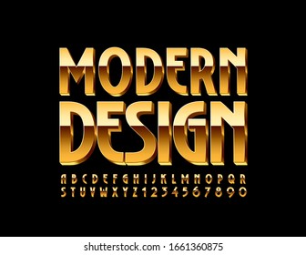 Vector Diseño moderno Fuente Gold. Chic y brillante letras y números de alfabeto.