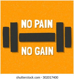 Vector modern design hipster illustration with phrase No pain no gain