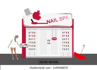 Vector Modern Design Nail Spa Exterior Decor  