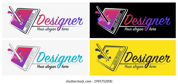 Vector modern design style logo template for graphic designer or artist. Vector graphic and digital drawing sign or symbol for creative studio. Stylish design element icon. 