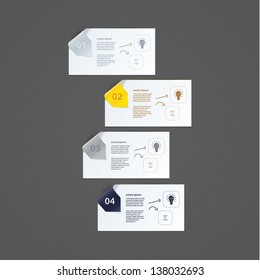 Vector modern design template for presentation.Paper cards with modern design arrows. Much space for your content. Luxury colors - gold, silver...
