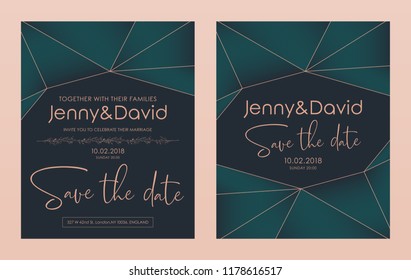 Vector modern design template for wedding invitation.