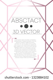 Vector modern design template for wedding or birthday invitation, brochure, poster or business card. Art Deco geometric rose gold pattern