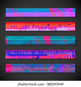 vector modern design vibrant colors horizontal leaderboard banners backgrounds templates collection isolated dark background 
