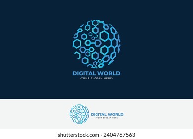 Vector modern digital futuristic hexagon world