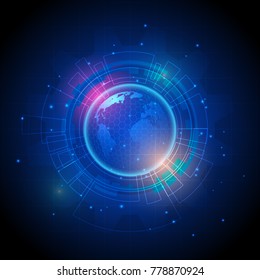 vector modern digital global map high technology of future concept, illustration abstract blue background