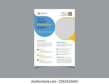 Plantilla de volante o portada de folletos de expertos en marketing digital moderno para vectores