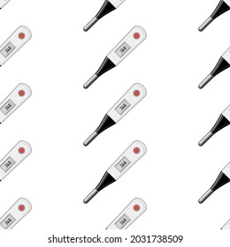 Termómetro médico digital vectorial moderno aislado en fondo blanco. Temperatura De Medición. Símbolo de medicina. Patrón sin inconvenientes.