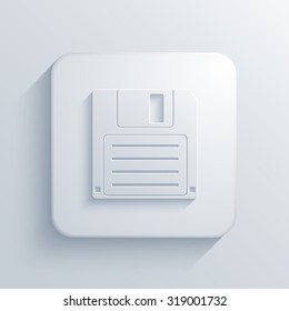 Vector modern diskette light icon with shadow