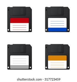 Vector modern diskette set on white background. Eps10