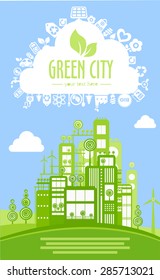Vector modern eco concept of cartoon green city