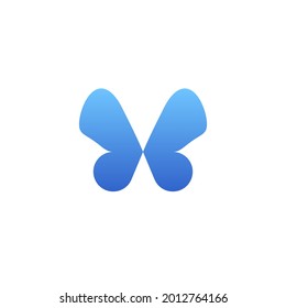 Vector modern elegant logo design with a gradient. Symmetrical smooth minimalistic blue illustration of butterfly on white background