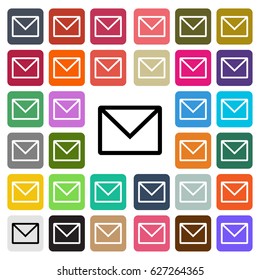 Vector modern email flat design icon set in button.