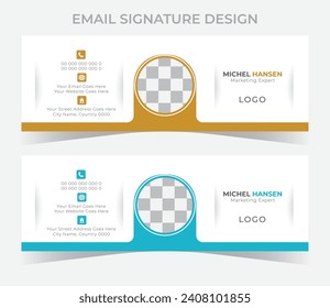 Vector modern email signature template design and personal email footer.