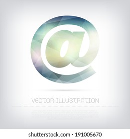 Vector modern e-mail symbol icon with colorful trendy and modern polygonal texture