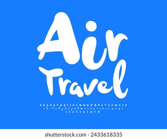 Vector moderno Emblema Air Travel. Fuente divertida de moda. Juego de Letras y Números de Alfabeto