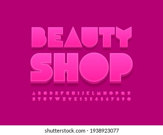 Vector Modern Emblem Beauty Shop, Unique 3D Font. Stylish Alphabet Letters and Numbers