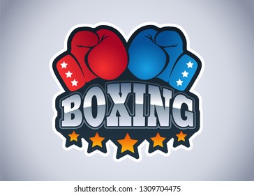 Vector modern emblem for a boxing with gloves. Sport logo for boxing