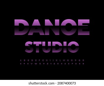Vector modern Emblem Dance Studio. Trendy Metallic Font. Bright Creative Alphabet Letters and Numbers