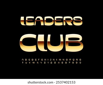 Vetor moderno emblema Leaders Club. Fonte dourada da moda. Letras alfabéticas exclusivas e números definidos.