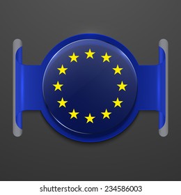 vector modern euro flag design. circle glass on blue