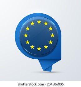 vector modern euro flag design. circle glass on blue bubble speech