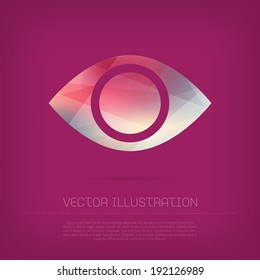 Vector modern eye icon with colorful trendy and modern polygonal texture