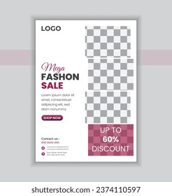 Vector modern fashion flyer design. Leaflet presentation. Teal Flyer with abstract circle, Modern publication poster magazine, layout, template for fashion flyer.