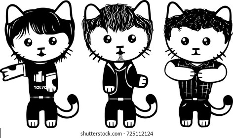 Vector modern fashionable dressed cats. Part 4