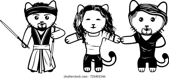 Vector modern fashionable dressed cats. 