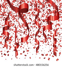 Vector modern festive background. red confetti on white. Xmas design