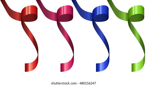 vector modern festive ribbon set isolated on white background