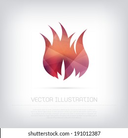 Vector modern fire icon with colorful trendy and modern polygonal texture