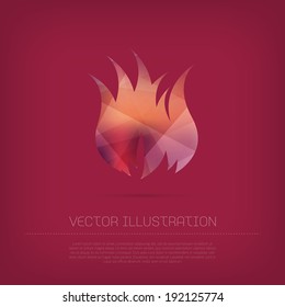 Vector modern fire icon with colorful trendy and modern polygonal texture