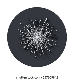 Vector modern fireworks gray circle icon on white background
