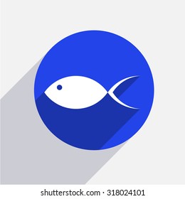 Vector modern fish circle icon with shadow