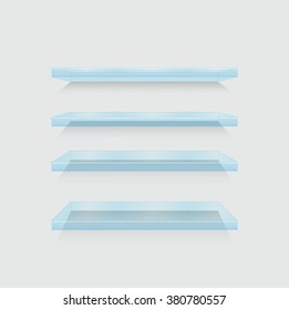 Vector modern flass shelfs set on gray background