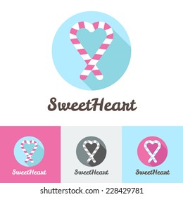 Vector modern flat candy shop or cafe logo set