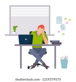 Vector modern flat character design on businessman at work
