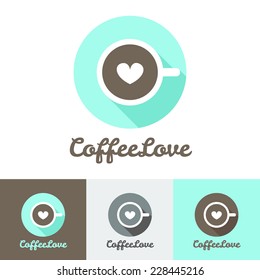Vector modern flat coffee shop or cafe logo set