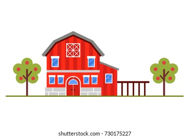 Vector modern flat and colorful icon with farm. Design elements for mobile and web applications. illustration